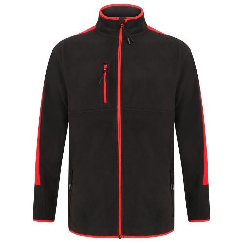 Finden & Hales Unisex Microfleece Jacket Black/ Red